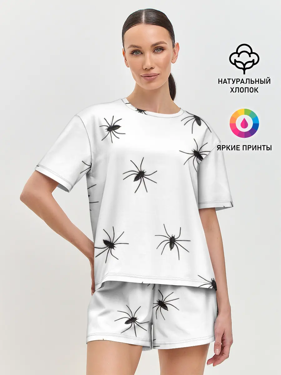 Женская пижама с шортами / Пауки