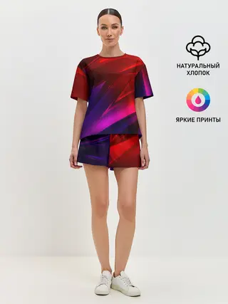 Женская пижама с шортами / NEON GEOMETRY STRIPES