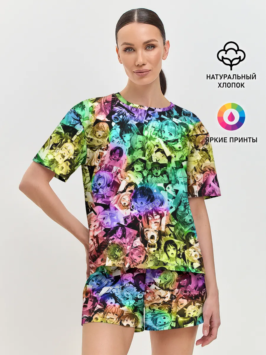 Женская пижама с шортами / Радуга ахегао