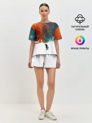 Женская пижама с шортами / Красим космос