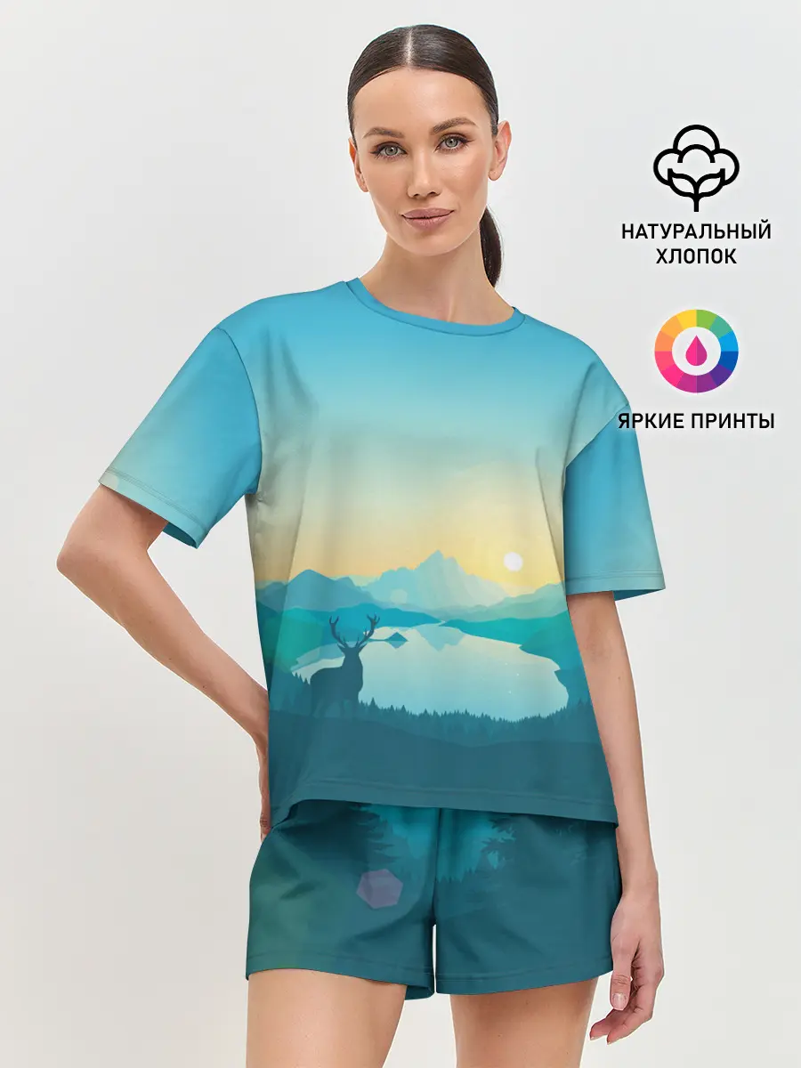 Женская пижама с шортами / Векторная природа