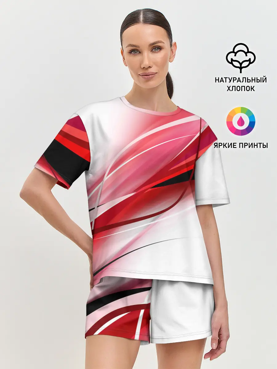 Женская пижама с шортами / Красная линия