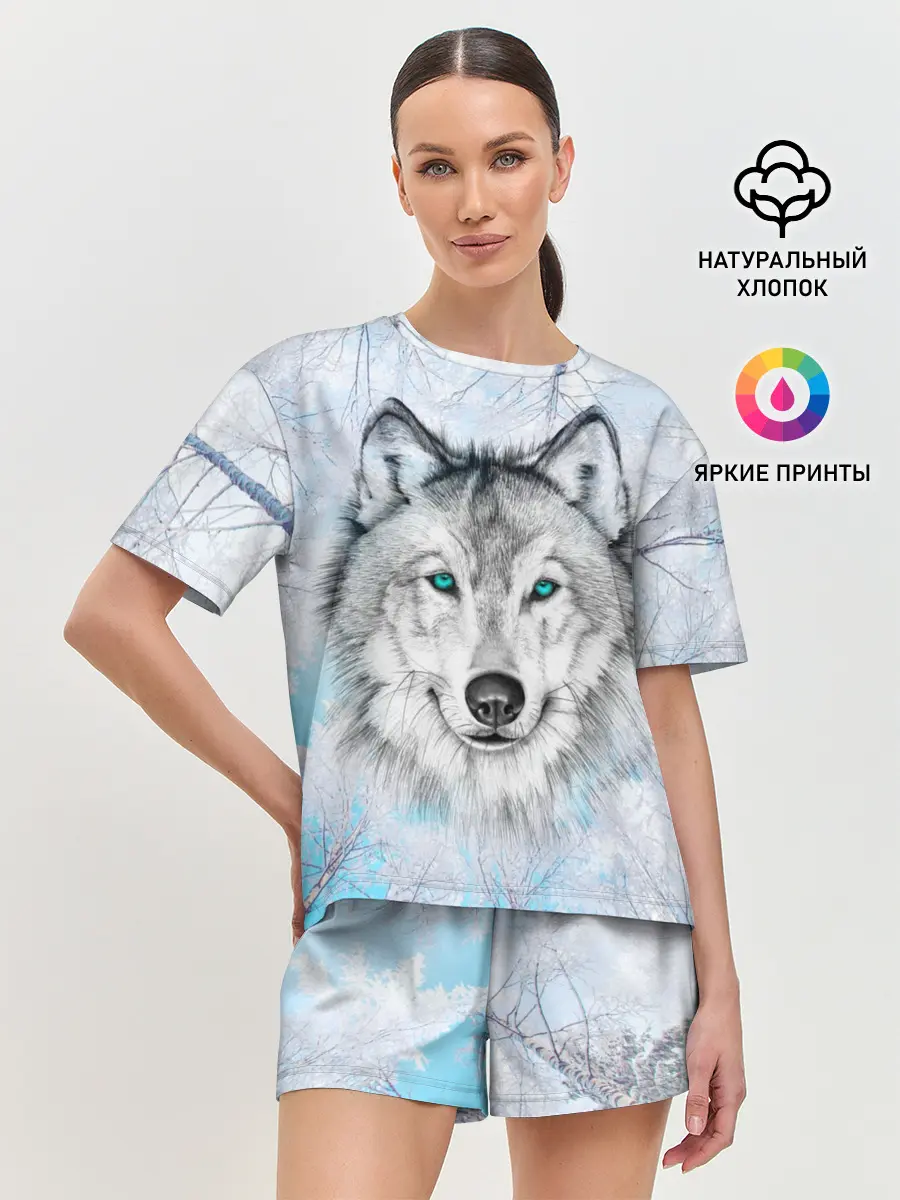 Женская пижама с шортами / Волк