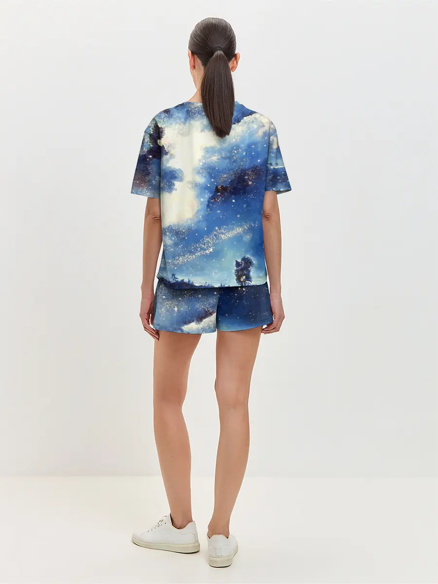 Женская пижама с шортами / Ёжик в космосе