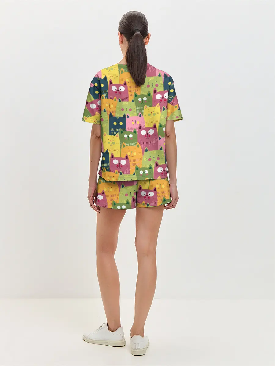 Женская пижама с шортами / Коты