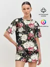 Женская пижама с шортами / Акварель, розы