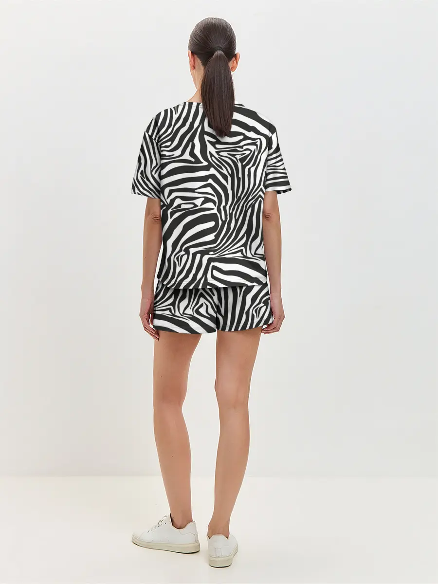 Женская пижама с шортами / Полосы зебры