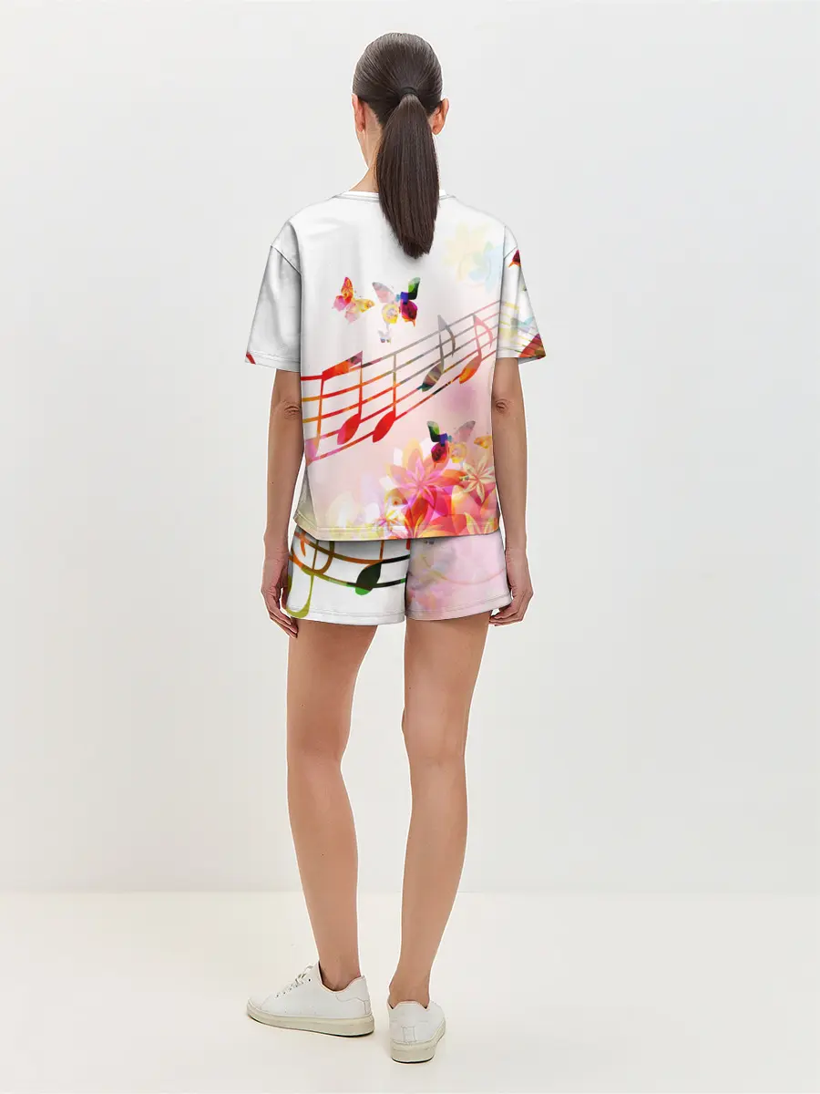 Женская пижама с шортами / Ноты весна