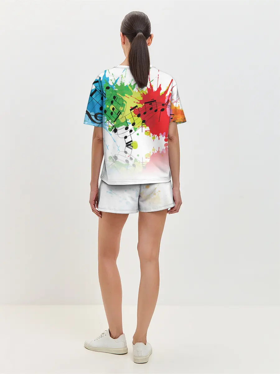 Женская пижама с шортами / Ноты color