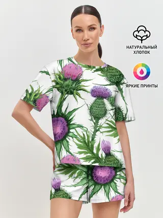Женская пижама с шортами / Цветок репейника