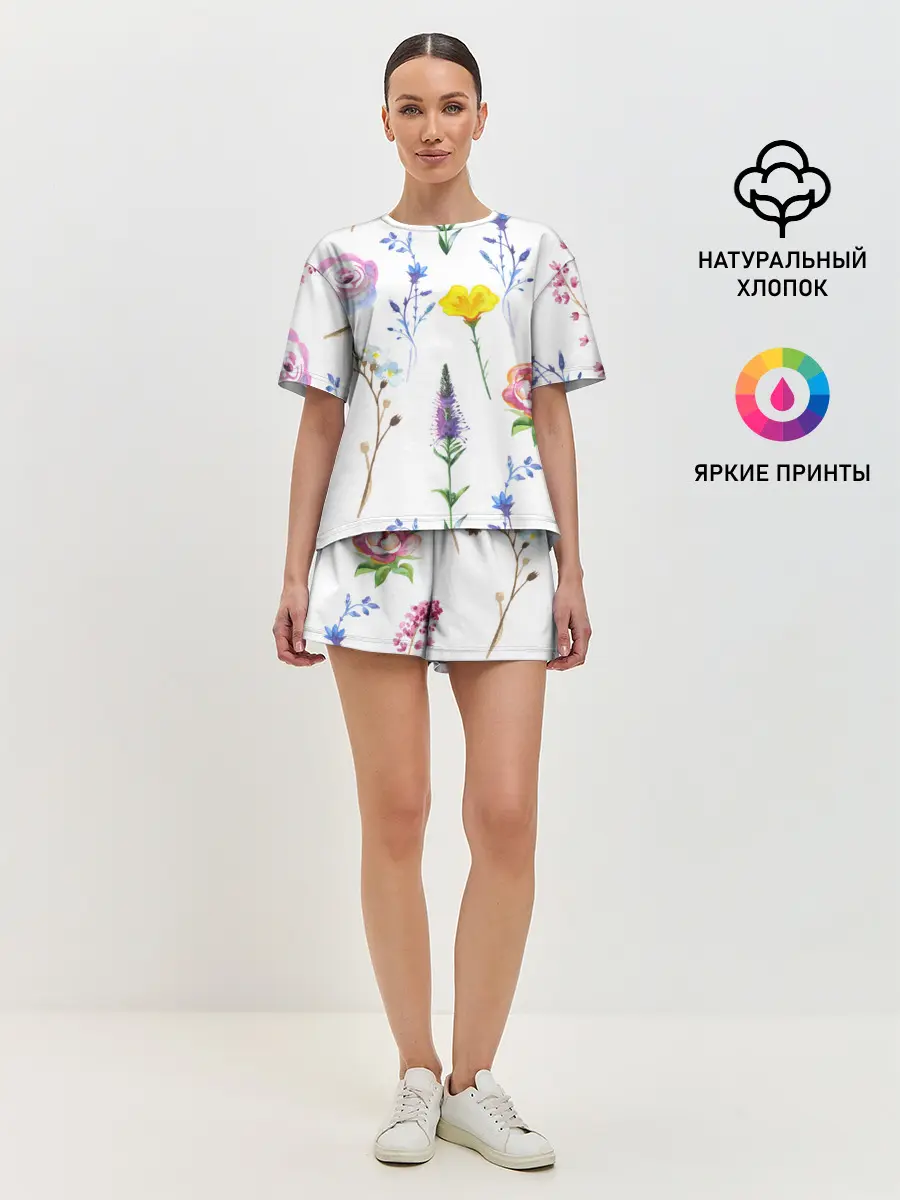 Женская пижама с шортами / Полевые цветы