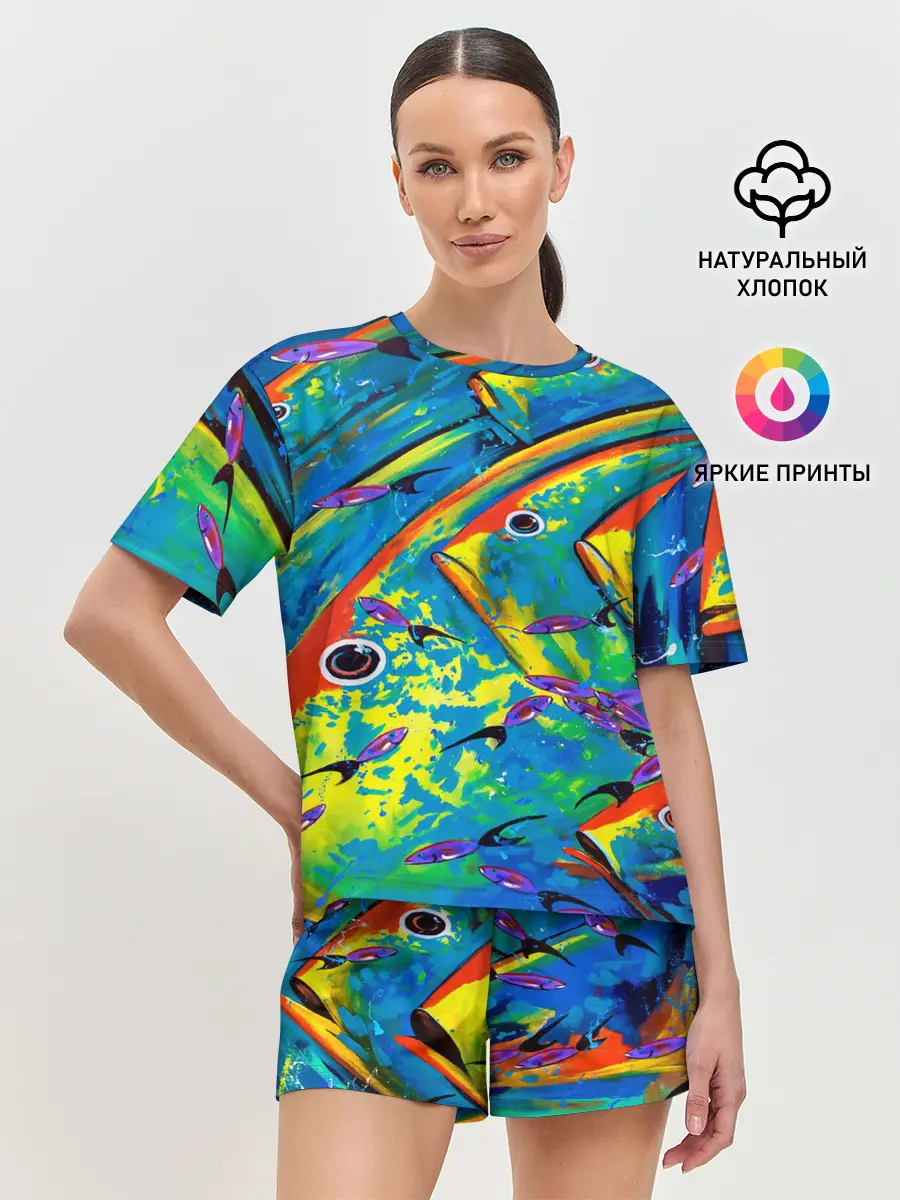 Женская пижама с шортами / Рыбы