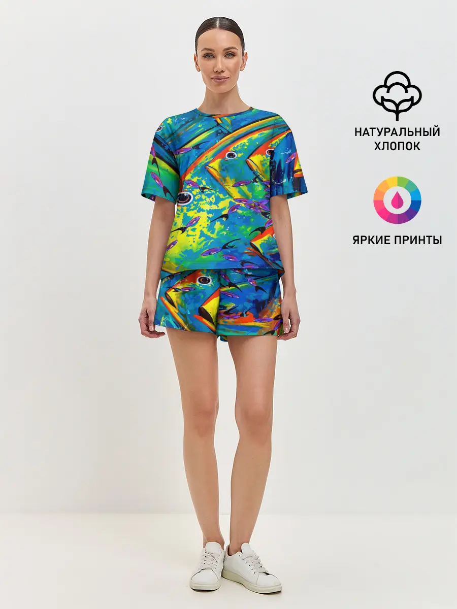 Женская пижама с шортами / Рыбы