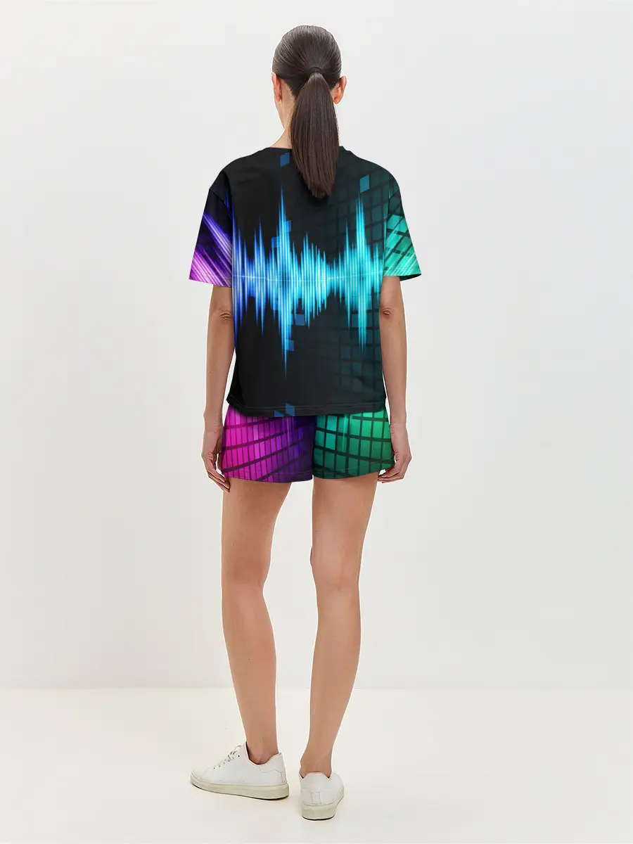 Женская пижама с шортами / neon music