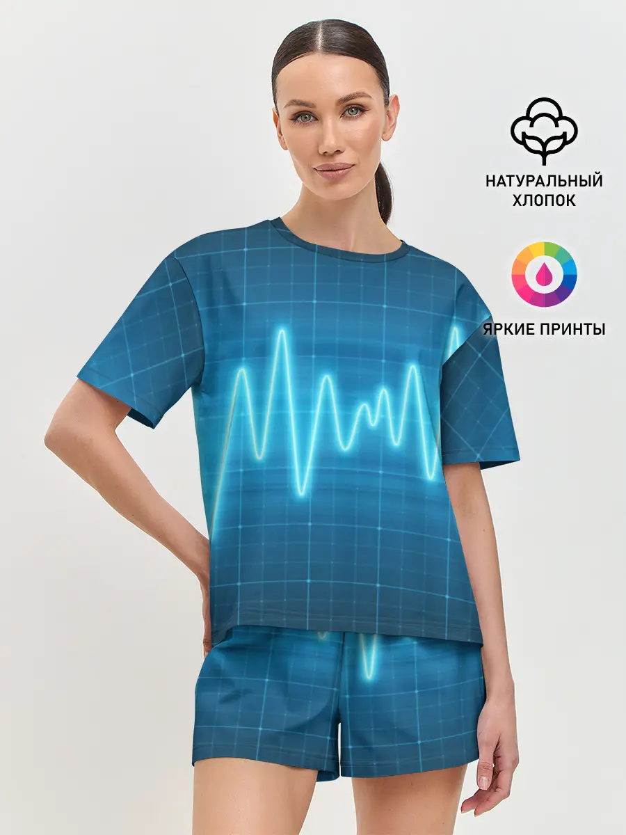 Женская пижама с шортами / music line