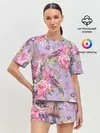 Женская пижама с шортами / Лилии и розы