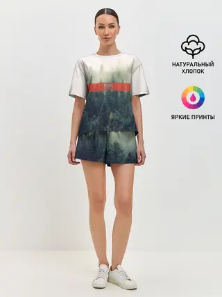 Женская пижама с шортами / Северный лес