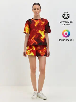 Женская пижама с шортами / Огненная лава
