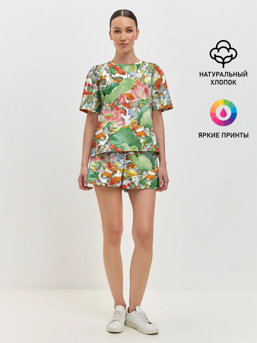 Женская пижама с шортами / Карпы кои