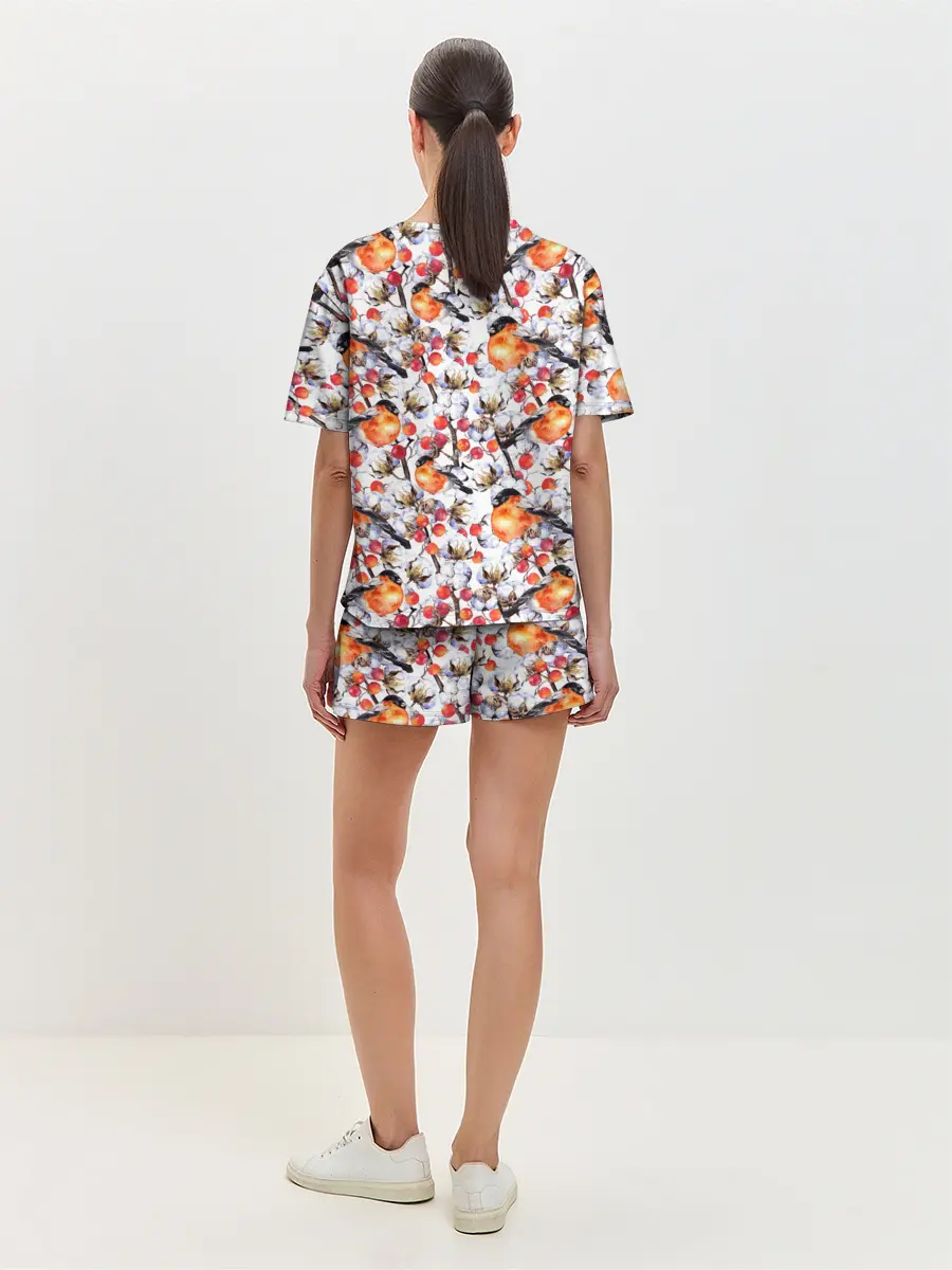 Женская пижама с шортами / Снегири