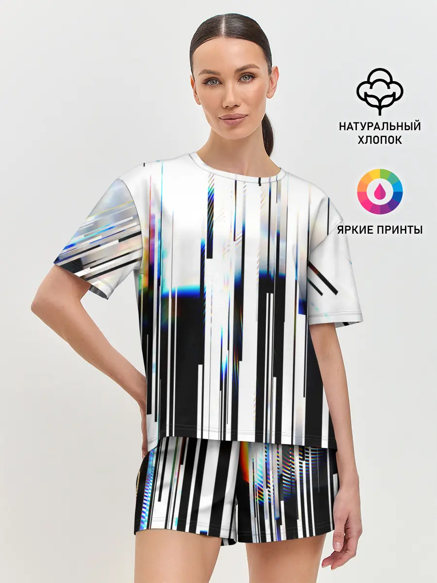 Женская пижама с шортами / Абстракция Глитч