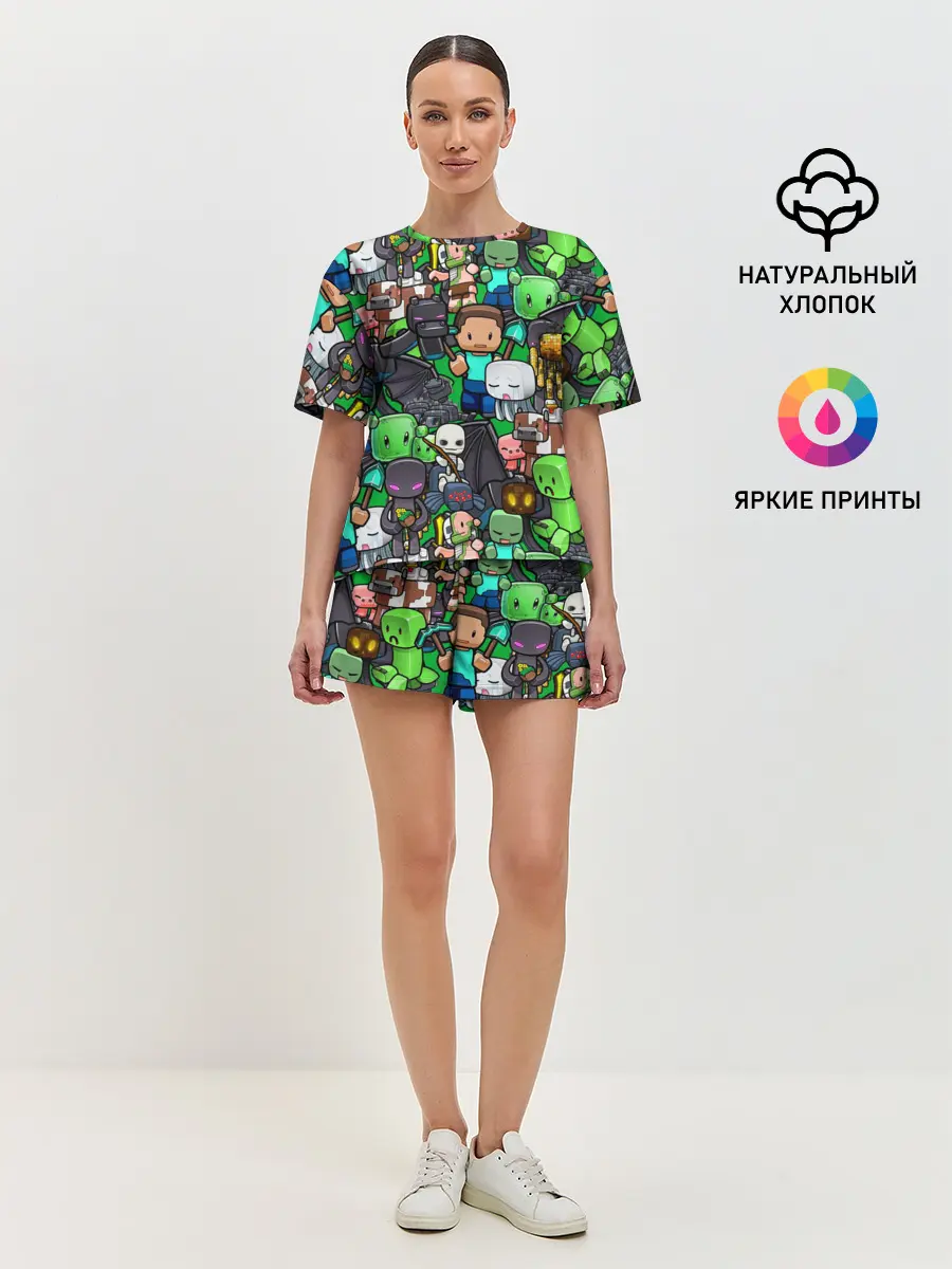 Женская пижама с шортами / Майнкрафт