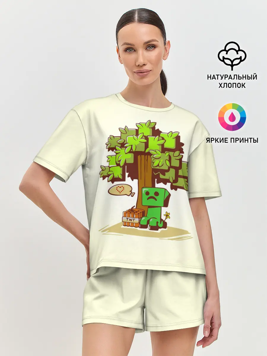 Женская пижама с шортами / Майнкрафт, Крипер