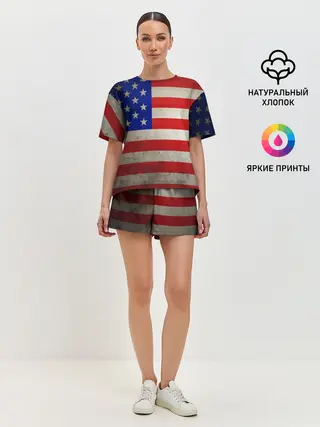 Женская пижама с шортами / Американский флаг