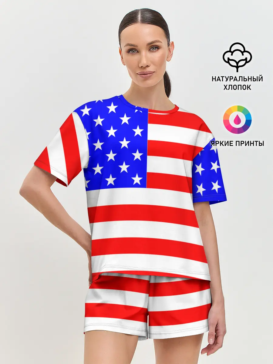 Женская пижама с шортами / АМЕРИКАНСКИЙ ФЛАГ