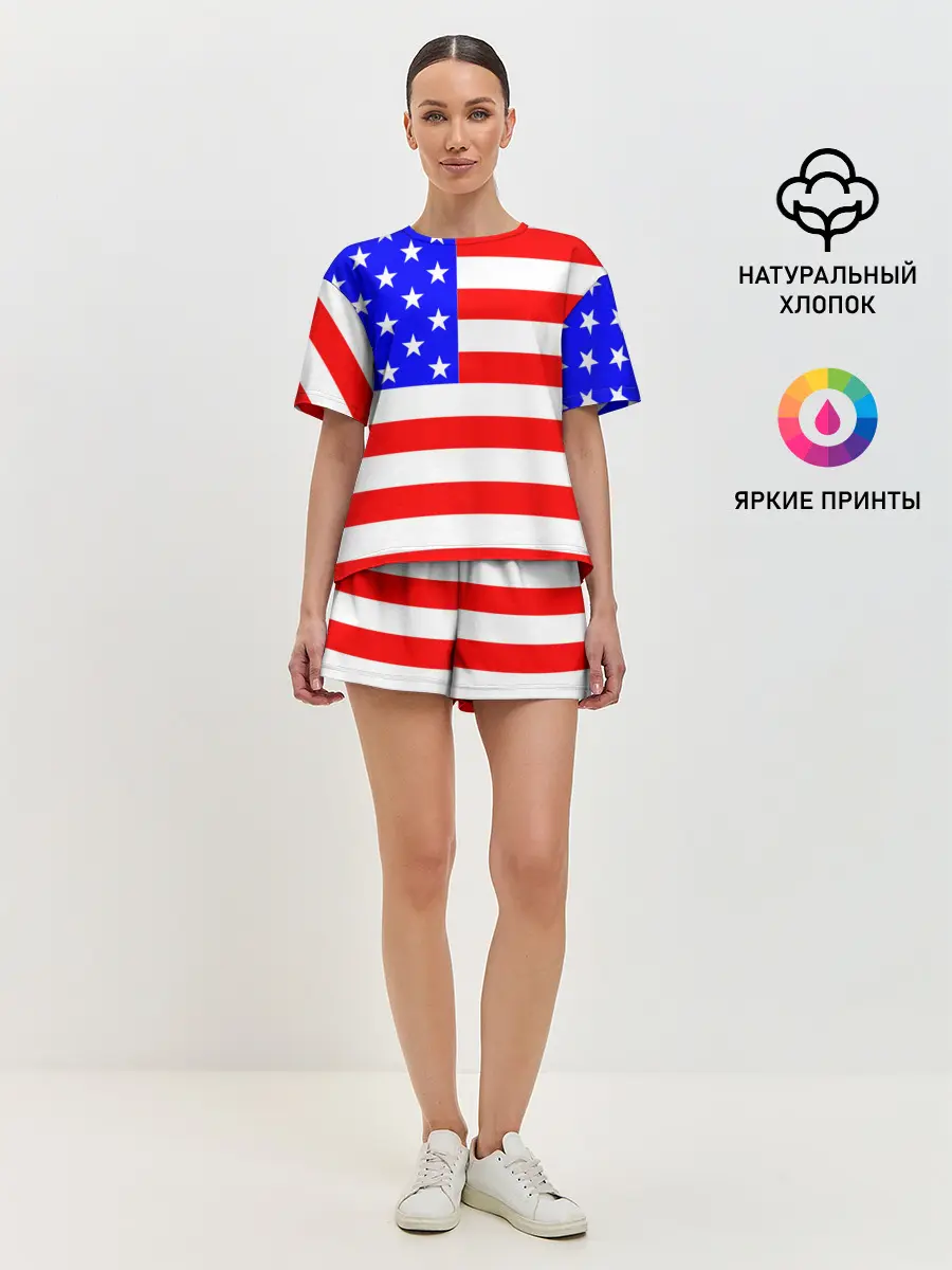 Женская пижама с шортами / АМЕРИКАНСКИЙ ФЛАГ