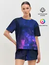 Женская пижама с шортами / Неоновый космос