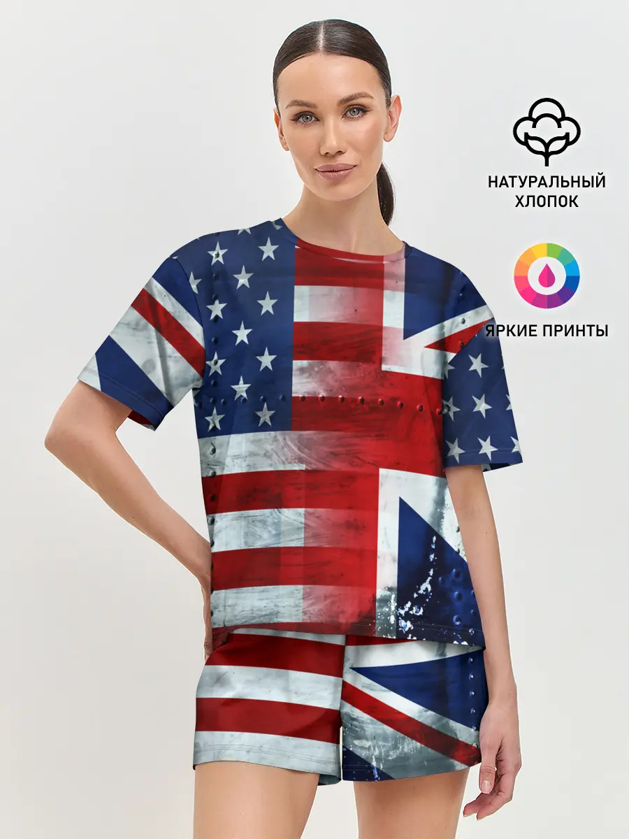 Женская пижама с шортами / Англия&Америка