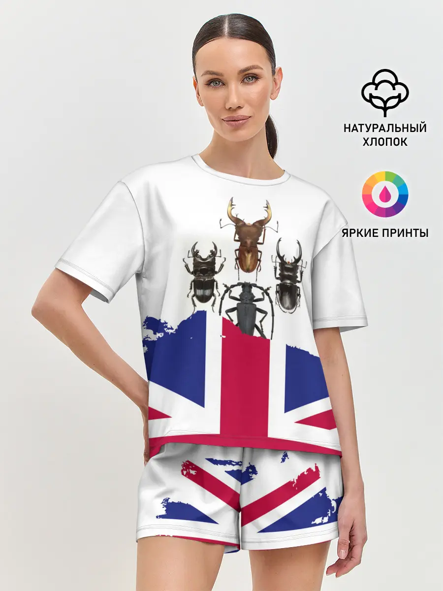 Женская пижама с шортами / Жуки