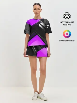 Женская пижама с шортами / Неоновые кубы