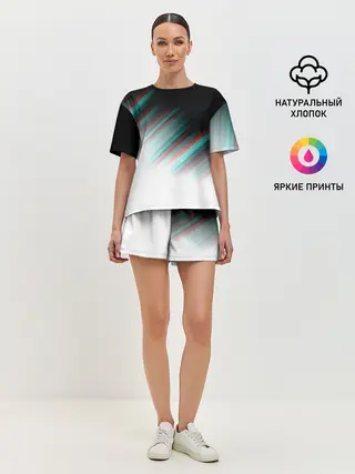 Женская пижама с шортами / GLITCH STRIPES