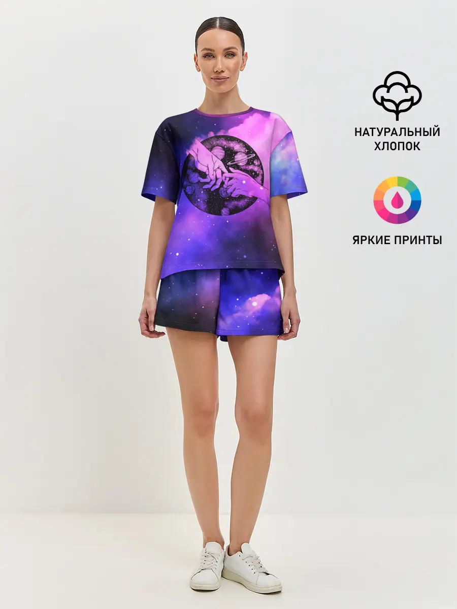 Женская пижама с шортами / космос