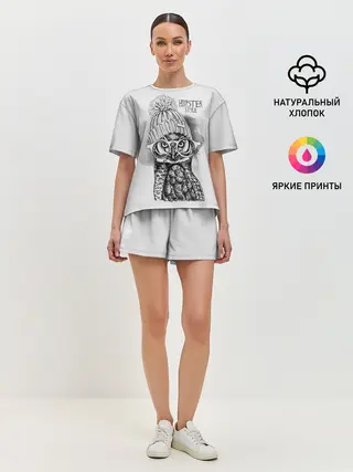 Женская пижама с шортами / Хипстер сова