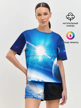 Женская пижама с шортами / Космос