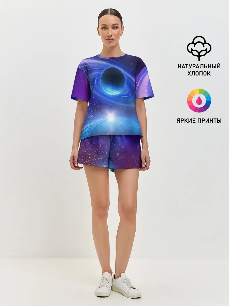Женская пижама с шортами / Космос