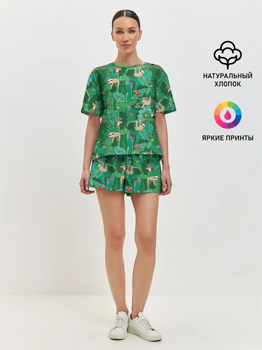 Женская пижама с шортами / Ленивцы