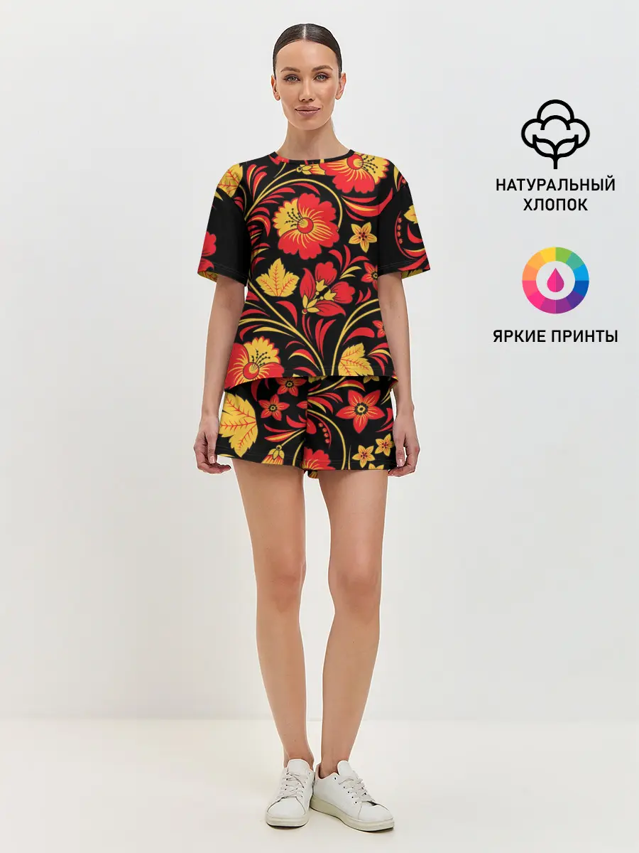 Женская пижама с шортами / Хохлома