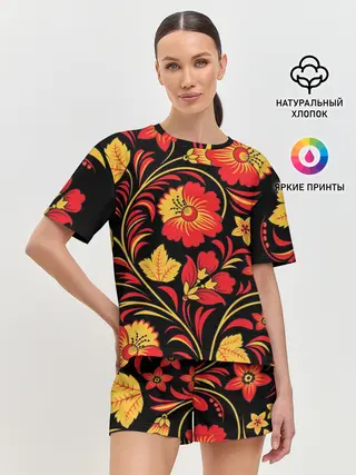 Женская пижама с шортами / Хохлома