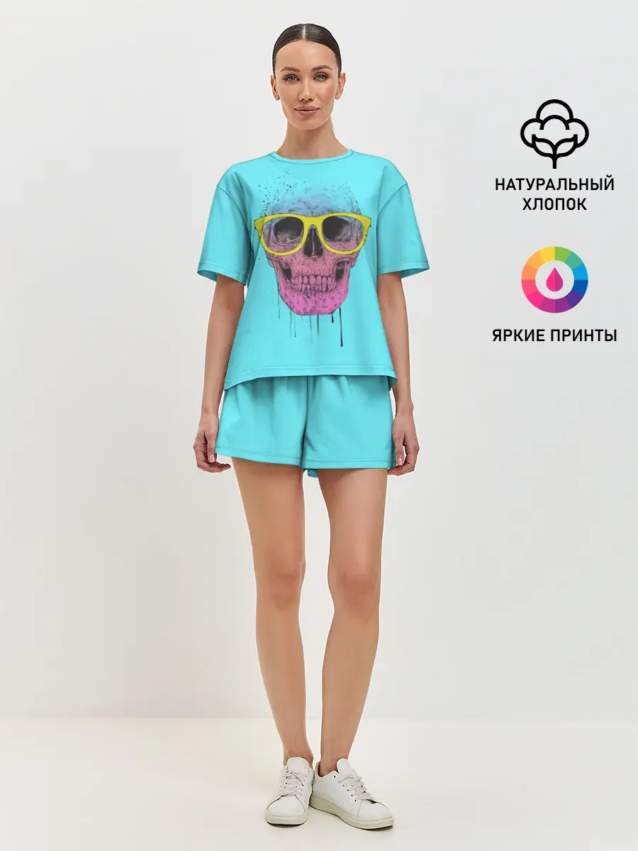 Женская пижама с шортами / Череп В Очках