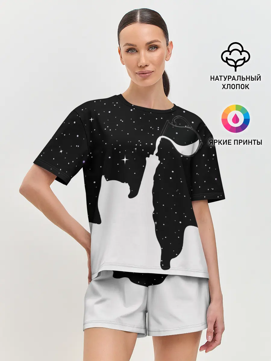 Женская пижама с шортами / Космический Кот