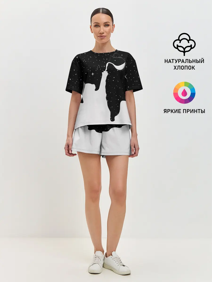 Женская пижама с шортами / Космический Кот