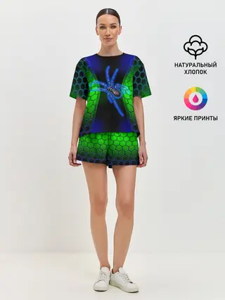 Женская пижама с шортами / Паук на ночной охоте