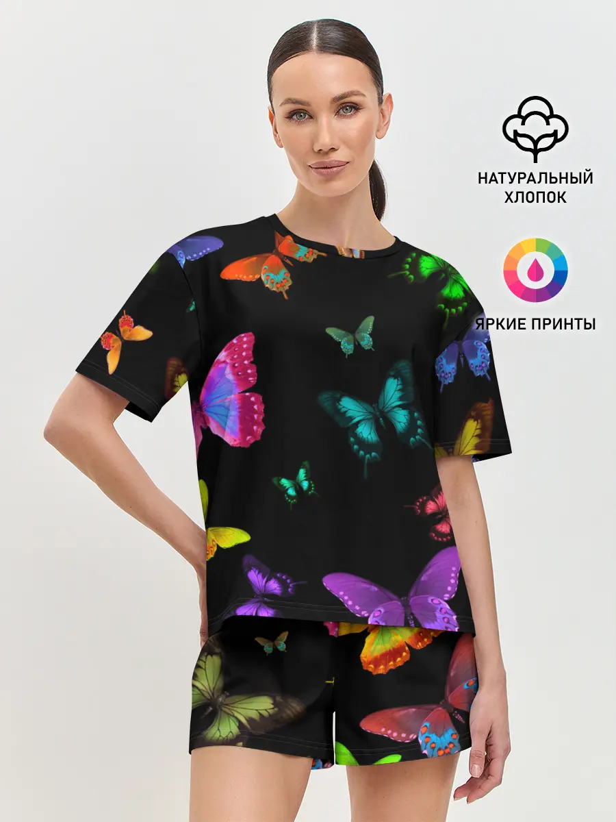 Женская пижама с шортами / Ночные Бабочки