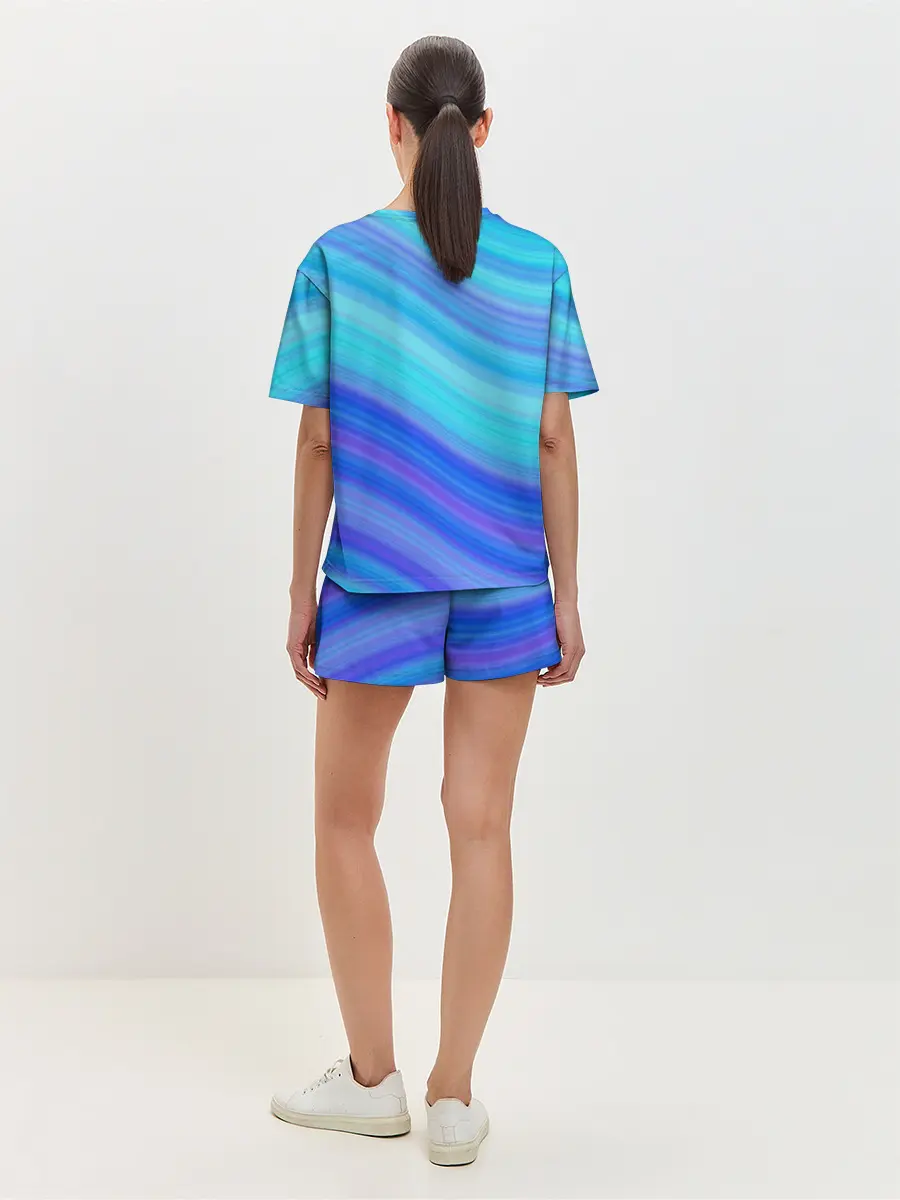 Женская пижама с шортами / Абстракция. Влны.