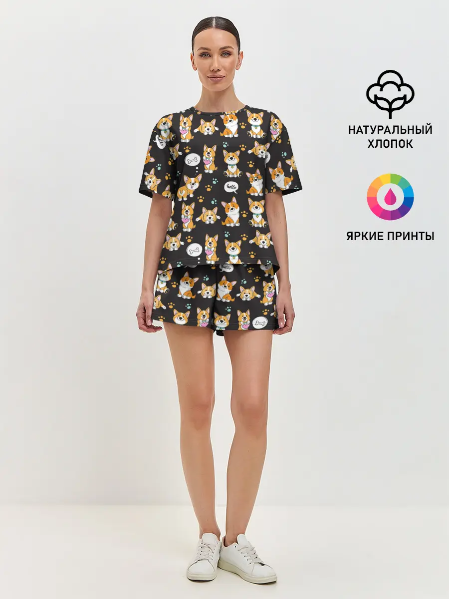 Женская пижама с шортами / Милые пёсики