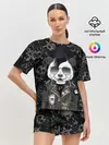 Женская пижама с шортами / Панда в косухе